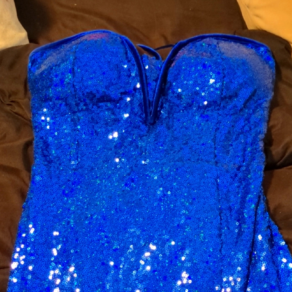 Macy's Blue Sequin Prom Dress